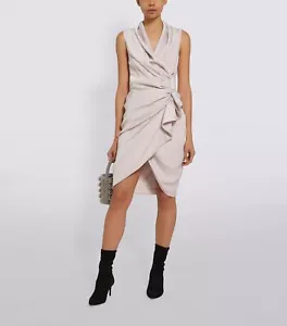 AllSaints ärmelloses drapiertes Wickelkleid mit Rüschen Cancity Damengröße 4 braun - Bild 1 von 21