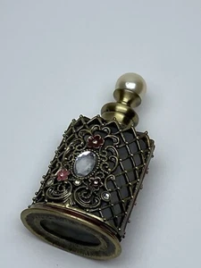 Vintage Style Small Glass Empty Refillable Perfume Bottle Decorated With Crystal - Picture 1 of 19