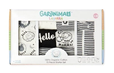 Juego de 15 piezas de ropa de bebé Garanimals Layette 100 % algodón orgánico (0-3M) Foto 1 de 4