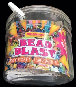 The Beadery Bead Blast Busy Bucket 1 lb of Beads 4 Yds of Cord 12 Chenille Stems - Picture 1 of 9