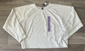 Express Long Sleeve Top Womens 2XL Light Grey Pullover Crewneck Sweater Soft New - Foto 1 di 5