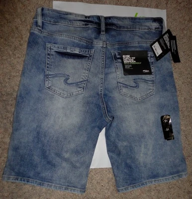 PLATEADO Mujer ELYSE TIRO MEDIO VAQUERO BERMUDA ÍNDIGO SHORTS ~ Talla 31 Foto 1 de 4