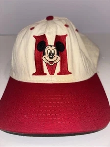 Vintage Mickey Mouse Baseball Hat Walt Disney Co. Snapback Ivory & Red Pre-owned - Picture 1 of 4