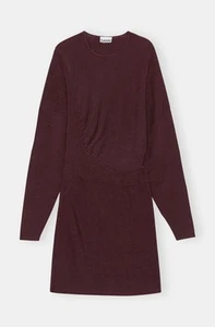 Ganni Ruched Ribbed-Knit Asymmetrical Mini Dress NWOT Size XL $445 MSRP - Picture 1 of 7