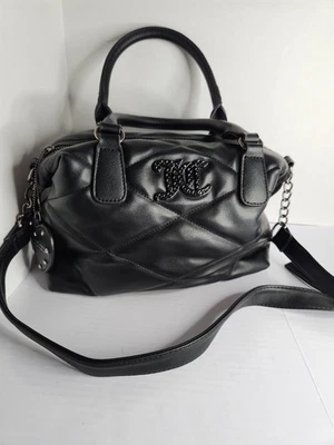 Juicy Couture Negro Acolchado Hobo Cartera Bolso Corazón Dije Logo Forro Foto 1 de 4