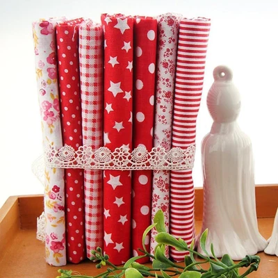 7 peças de tecido de algodão formato quadrado, flor, listrado, bolinhas para costura, 2 - Imagem 1 de 4