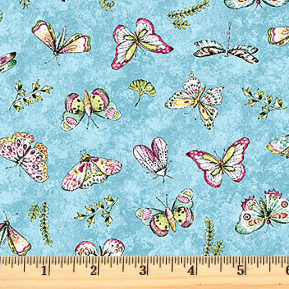 Tela Northcott From Paris With Love Blue Butterflies 27330-42 por media yarda Foto 1 de 1