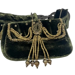 Mary Frances, Green Velvet Belt with Gold detail and ornate buckle Size 37-41" - Picture 1 of 11
