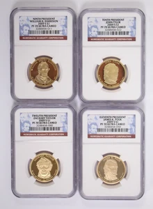 Set of 4 Presidential Proof Dollars Tyler Harrison Taylor Polk NGC PF70UCAM - Picture 1 of 10