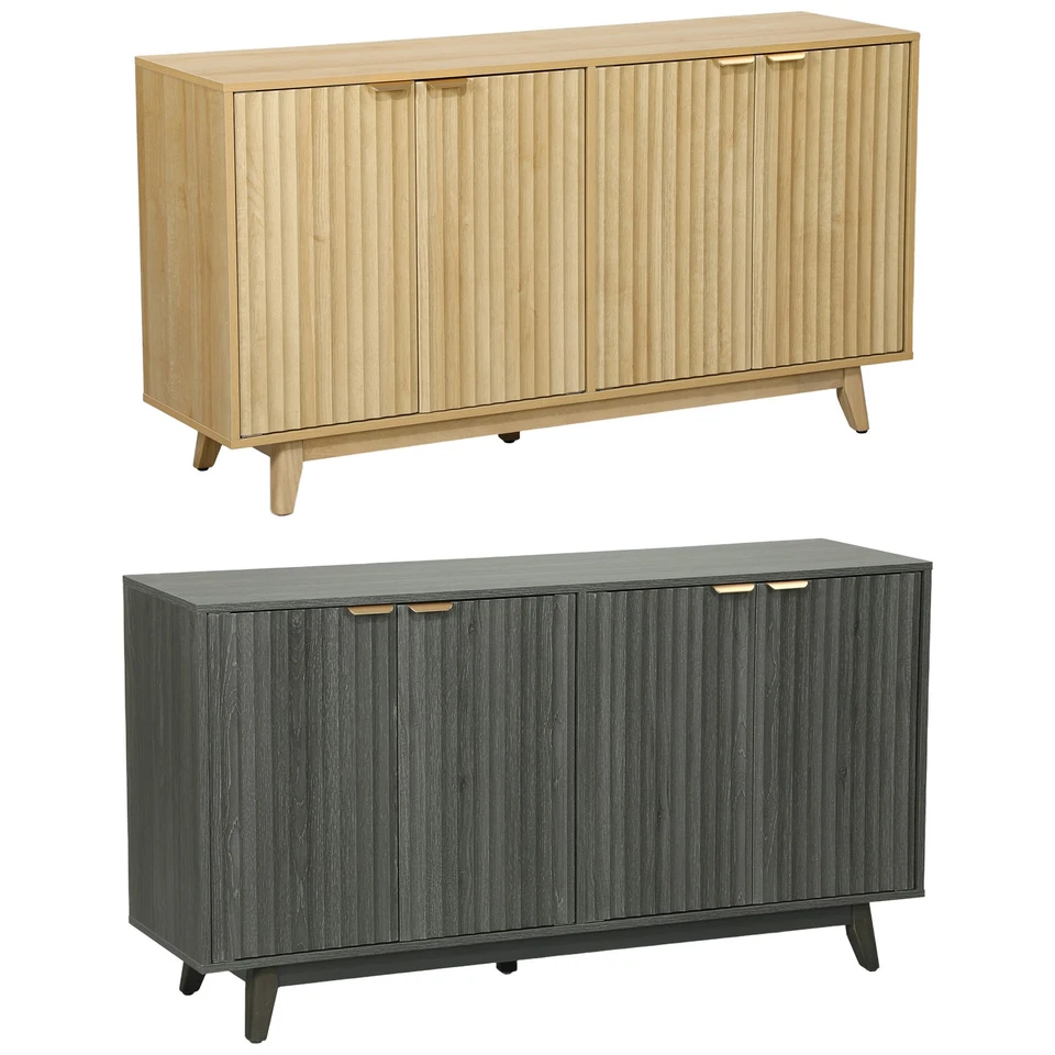 HOMCOM 55" Modern Sideboard Buffet Cabinet with Fluted Doors Wood Legs - Image 1 of 1