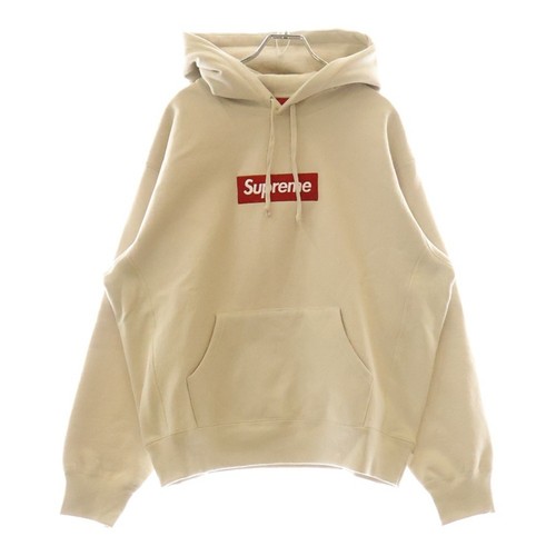 Felpa con cappuccio SUPREME 24AW Box Logo pullover panna usata bdfbb