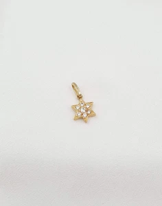 Vintage 14K Gelbgold Davidstern Anhänger Magen David Israel 2000er Judaica - Bild 1 von 10