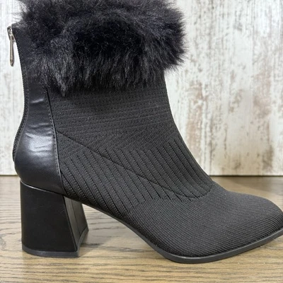 Botas Adrienne Vittadini pele sintética algemada malha esticada salto 3" tamanho 9 nova na caixa - Imagem 1 de 4