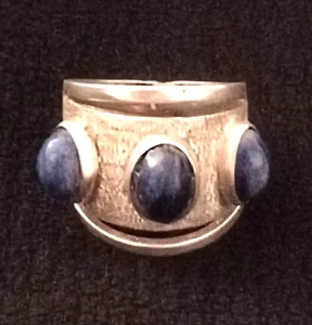 Anillo vintage de plata de ley con lapislázuli Abstact para hombre - Imagen 1 de 7