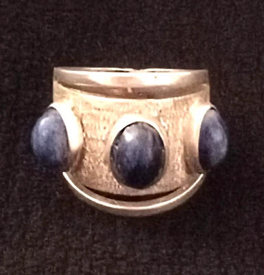 Anillo vintage de plata de ley con lapislázuli Abstact para hombre Foto 1 de 4