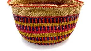 10" DIAMETER AFRICAN HAND WOVEN BASKET IRINGA REGION TANZANIA - AMAZING ART - Picture 1 of 3