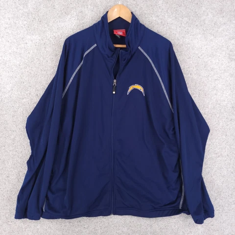 NFL Los Angeles Chargers Jacket Men 2XL XXL Full Zip Track Blue Yellow Bolt Cover