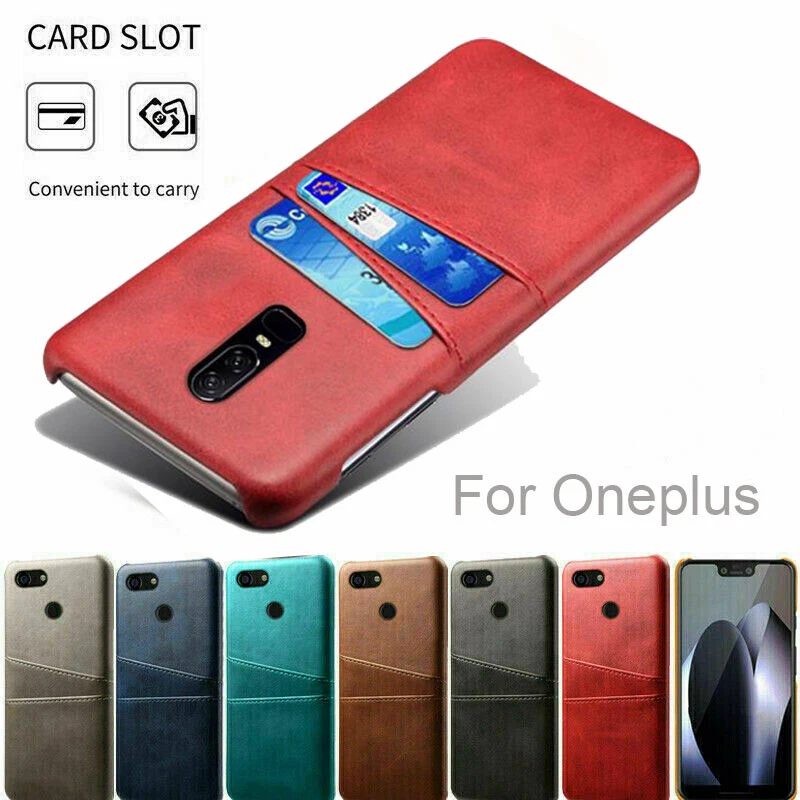 Para Oneplus 9 Pro 8T 6 5T 9 Delgado Cuero Tarjetas Bolsillo Soporte Trasero Estuche Cubierta NUEVO