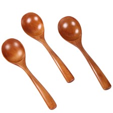 3PCS Wooden Spoon Vintage Ice Cream Spoon for Restaurant Kitchen Home