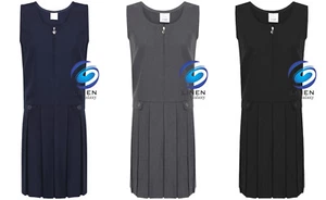 Kinder Mädchen Schuluniform Plissee Zip Pinny Trägerkleid Reißverschluss - Bild 1 von 4