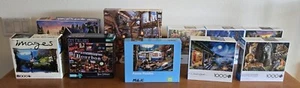 Lot of 10 Buffalo & misc 1000 Piece Puzzles Puzzle Cabins, Animals, Landscapes - Picture 1 of 13
