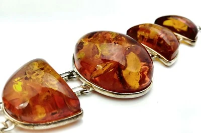 53.5gr Genuine X Large Rare Baltic Amber Bracelet Natural Inclusions Vintage - Image 1 of 4