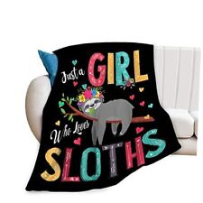Cute Sloth Throw Blanket Cozy Plush Just A 50"x40" Just a Girl Who Loves Sloth
