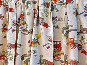 Cortinas plisadas con estampado de pasatiempos 2 paneles de cortina vintage pistola reloj tren moneda hombre - Imagen 1 de 7