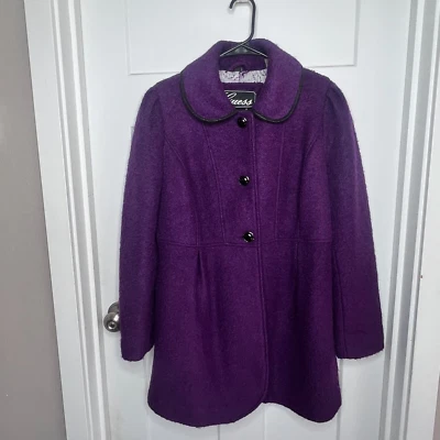 Guess Women's Size Large Deep Purple Peacoat with Bow- Winter Coat - Wool Blend - Image 1 of 4