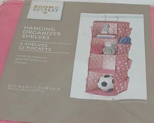 Room & Retreat Hängeorganizer 4 Regale 12 Taschen Aufbewahrung rosa gepunktet NEU - Bild 1 von 3