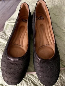 Sofft Women's Size 7M Shoes Black Nubuck Slip On Comfort Textured Ballet Flats - Picture 1 of 4