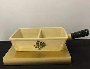 Vtg Metlox Poppytrail California Provincial Rooster Divided Bowl W/Handle - Picture 1 of 9