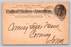 c1895 Postal Card MERCHANTS NATIONAL BANK BURLINGTON IA To CORNING STATE BANK IA - Picture 1 of 4