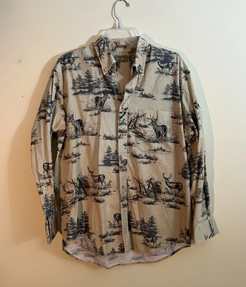 Men's Natural Issue '8 Point Buck in Piney Woods' Wrinkle Free Long Sleeve Shirt - Image 1 of 3