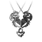 Alchemy Gothic Draconic Tryst Double Pendant Necklace - Couples Best Friends