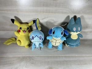 Lot of 4 Pokemon 7" & 8" Plush Munchlax, Squirtle, Pikachu Sobble - Picture 1 of 16