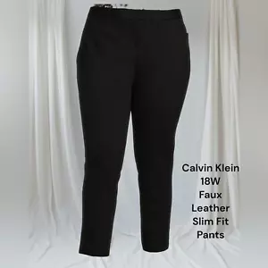 Calvin Klein, Size 18W, Black, Faux Leather, Slim Fit pants. (1)NWT - Picture 1 of 9