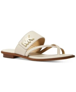 SANDALIAS TANGA GLADIADOR LOGO DORADO MK SIDNEY CREMA MICHAEL KORS 11 ME ENCANTAN ZAPATOS - Imagen 1 de 7
