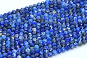 Cuentas sueltas redondas facetadas facetadas de 3-4 mm azul profundo genuino de lapislázuli grado AA - Imagen 1 de 3