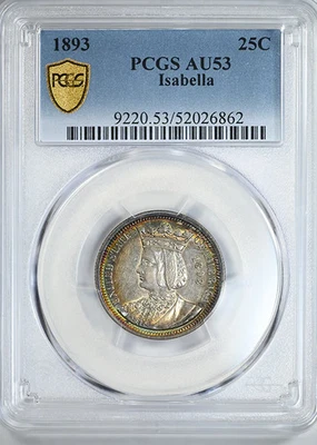 1893 Isabella Classic Commemorative Quarter 25C PCGS AU53 - TONED! - Image 1 of 4