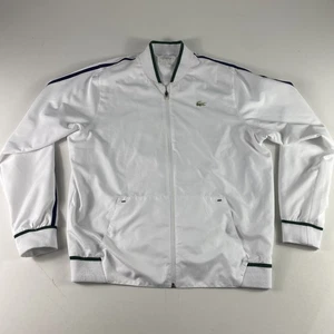 Lacoste Sport Jacket Mens XL White Full Zip Track Suit Athletic Green Trim Logo - Picture 1 of 11