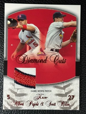 2005 Fleer Flair 钻石切割红色 Albert Pujols Scott Rolen /50 游戏磨损布贴  — 第 1/2 张图片