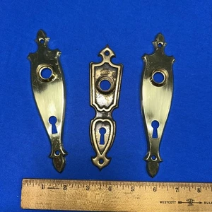 Lot of 3 Vintage Key Hole Escutcheons Backplates Used - Picture 1 of 6