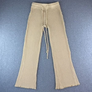 Billabong Cream Ribbed Drawstring Pants Lettuce Hem High Rise Casual Boho Sz S - Picture 1 of 6