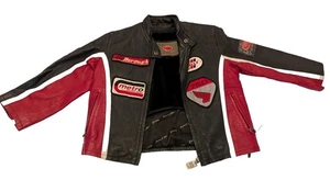 James & John Kids Leather Racing Jacket Sz M 76 Moto Extasy Black Red - Picture 1 of 22