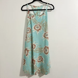 Vestido Patagonia Edisto Talla XL Azul Aqua Floral Espalda Corredora Verano Viaje Informal - Imagen 1 de 7