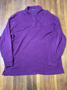 Polo Ralph Lauren Estate Rib Quarter Zip Men's 2XLT Maroon Sweater Flesh Pony - Picture 1 of 8
