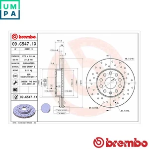 2x BRAKE DISC 09.C547.1X FOR VW GOLF/VAN/VII/Van/SPORTSVAN/ALLTRACK SEAT 1.4L - Picture 1 of 9