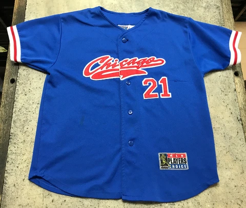 Vintage? CHICAGO CUBS Blue SAMMY SOSA BASEBALL JERSEY BOYS LARGE - Fast Shipping Cover