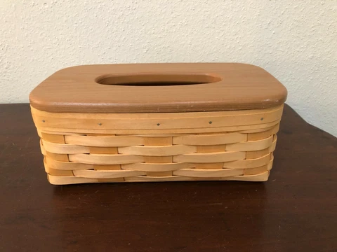 Royce Craft Long Tissue Box Basket Woodcrafts Lid 12" 2000 USA Cover